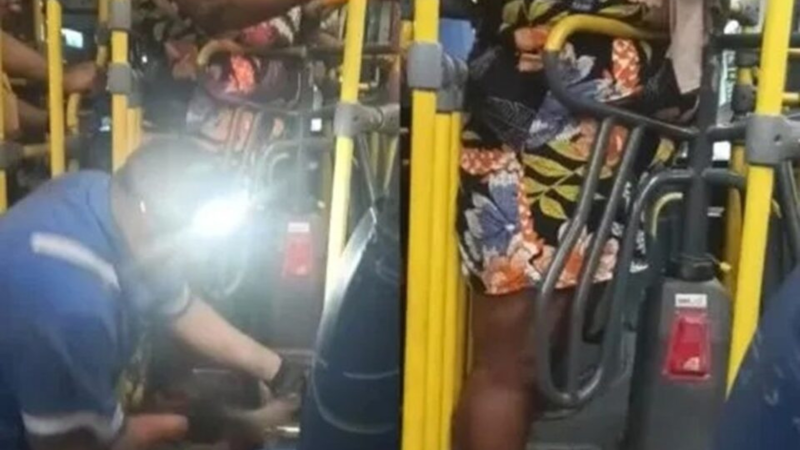 Chocante: Mulher gorda fica presa em catraca de ônibus por duas horas por caus…Veja o vídeo